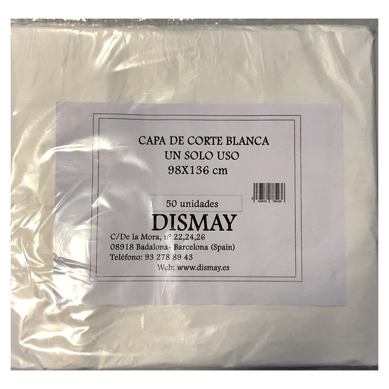 CAPA DE CORTE BLANCA UN SOLO USO 50 UNIDADES 98X136CM