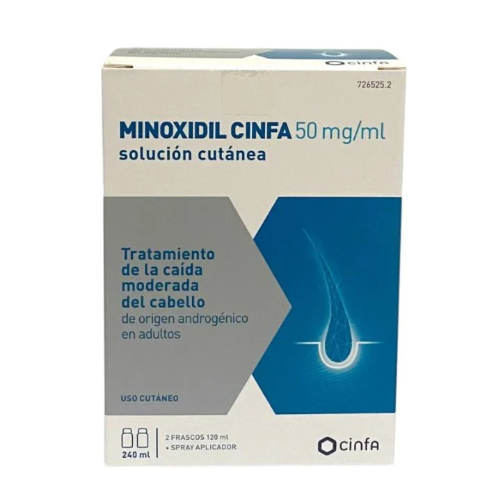 Minoxidil Cinfa  50 Mg/Ml Solucion Cutanea 2 Frascos 60 Ml