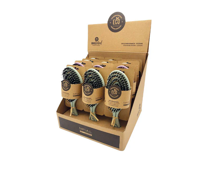 EXPOSITOR CEPILLOS ESQUELETO BIODEGRADABLE PASTEL BIOFRIENDLY COLORES BIFULL (PACK 12 UNDS)