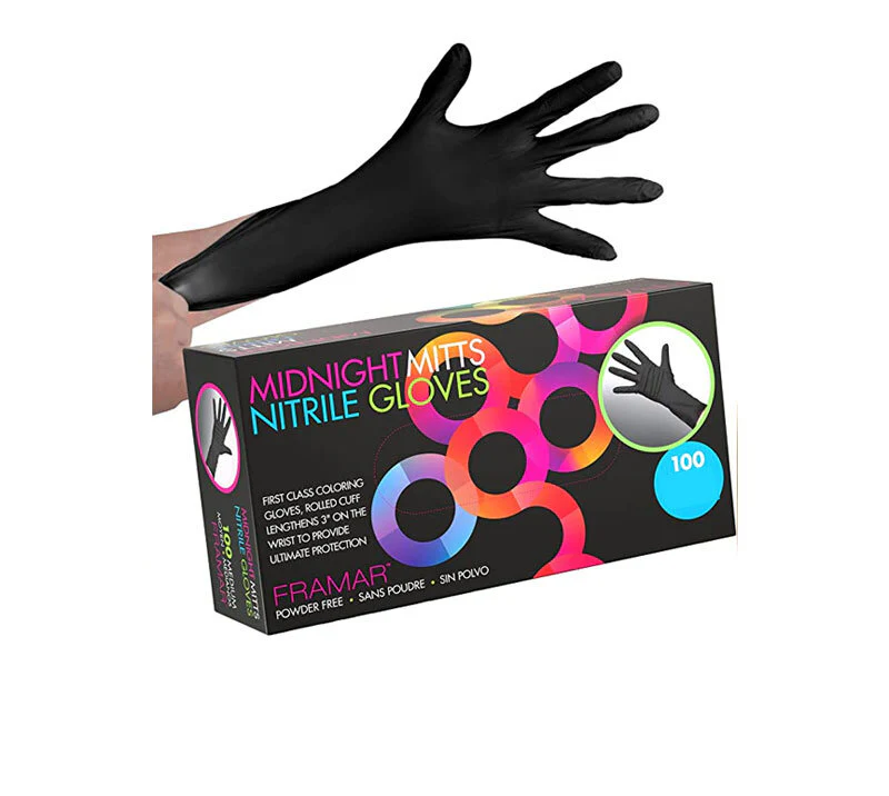 FRAMAR MIDNIGHT MITTS NITRILE GLOVES 100 LARGE