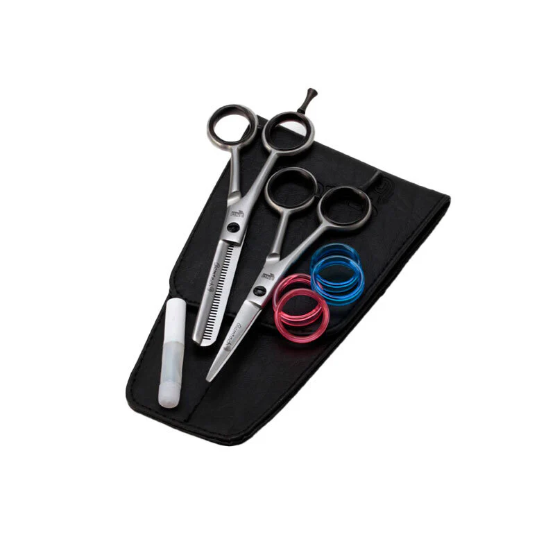GLAMTECH ONE 5.0" LEFTY SCISSOR/THINNER SET.  LEFTY 5.0" SCISSOR/ LEFTY 5.5" THINNER/WALLET