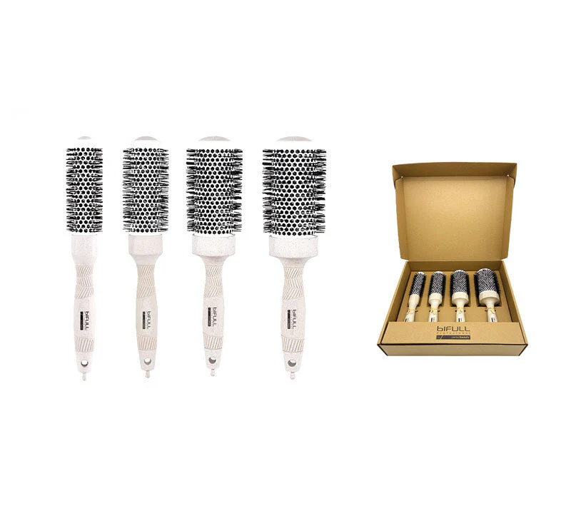 PACK 4 CEPILLOS TÉRMICOS DE CERÁMICA REN NATUR SAND COLOUR BIFULL
