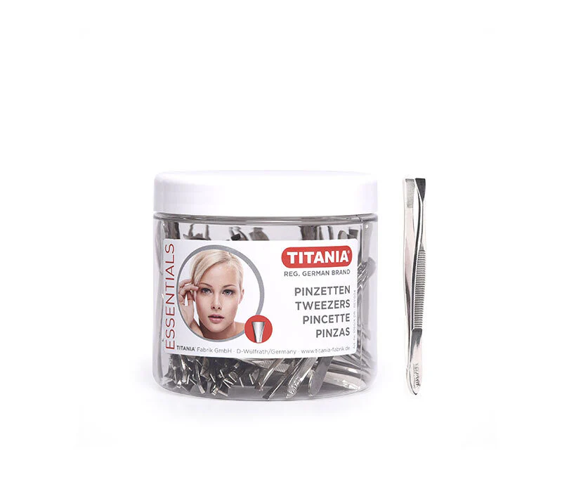 PINZA DEPILAR PUNTA RECTA TITANIA 100UDS